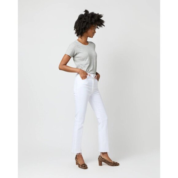 MOTHER The Hustler Ankle Fray Fairest of Them All White Flare Jeans, Size 26 - Picture 2 of 16